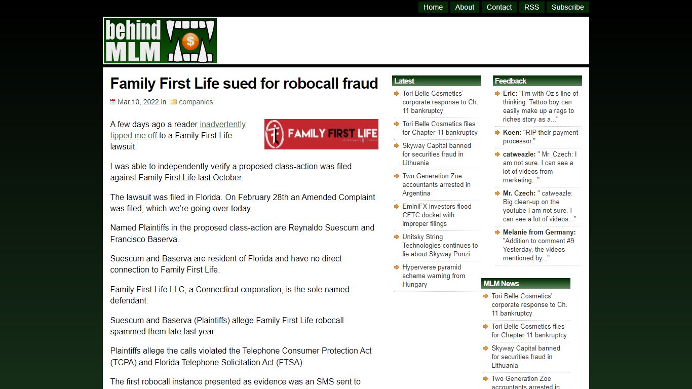 Family First Life sued for robocall fraud - BehindMLM